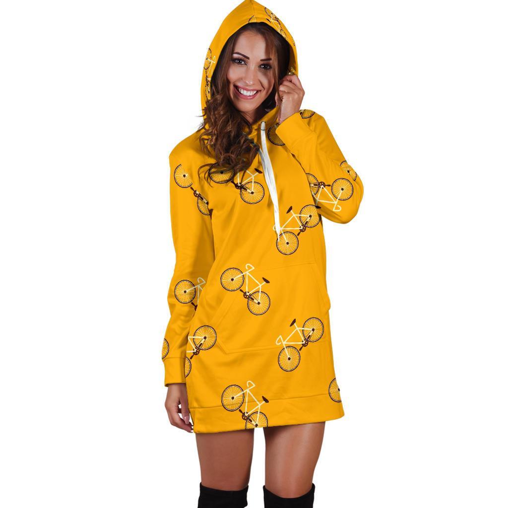 Bicycle Pattern Print Women Hoodie Dress-grizzshop