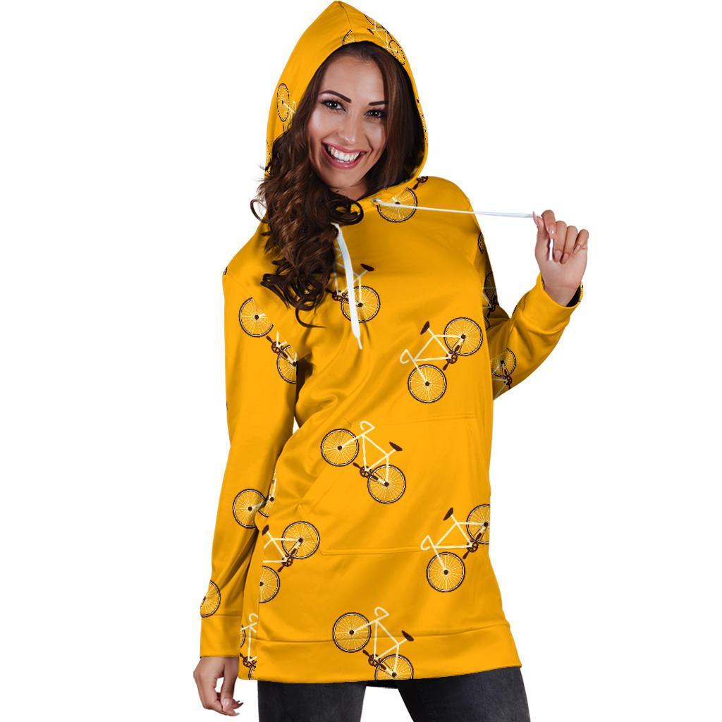 Bicycle Pattern Print Women Hoodie Dress-grizzshop