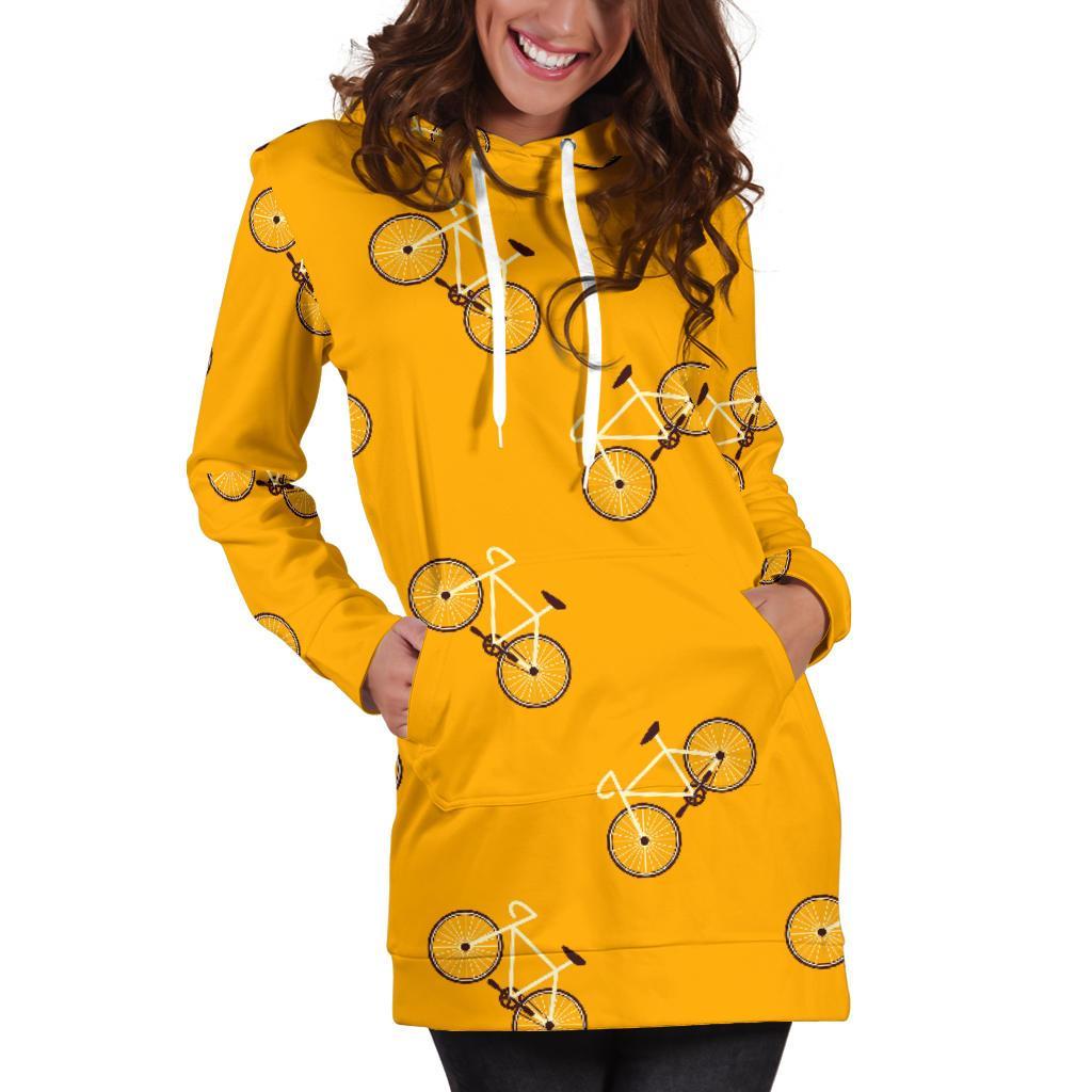 Bicycle Pattern Print Women Hoodie Dress-grizzshop