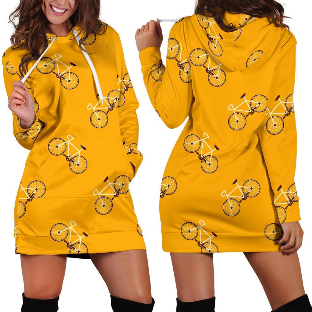 Bicycle Pattern Print Women Hoodie Dress-grizzshop