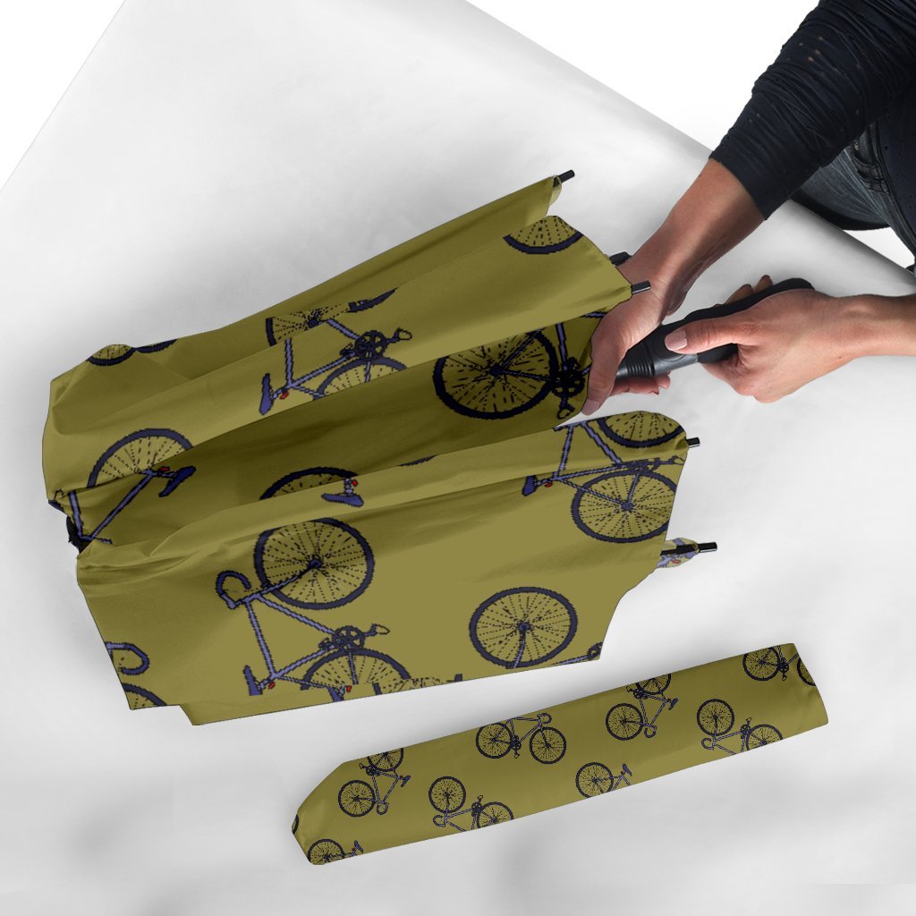 Bicycle Print Pattern Automatic Foldable Umbrella-grizzshop