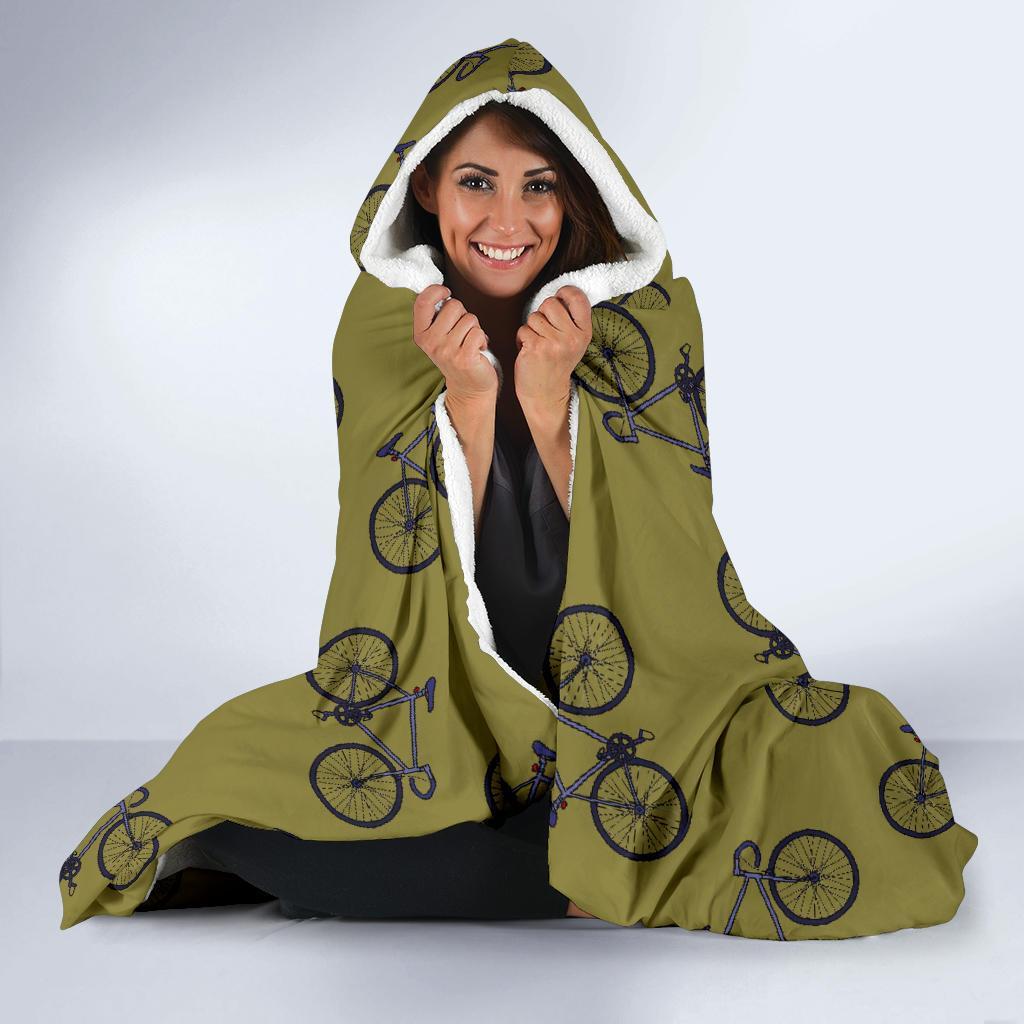 Bicycle Print Pattern Hooded Blanket-grizzshop