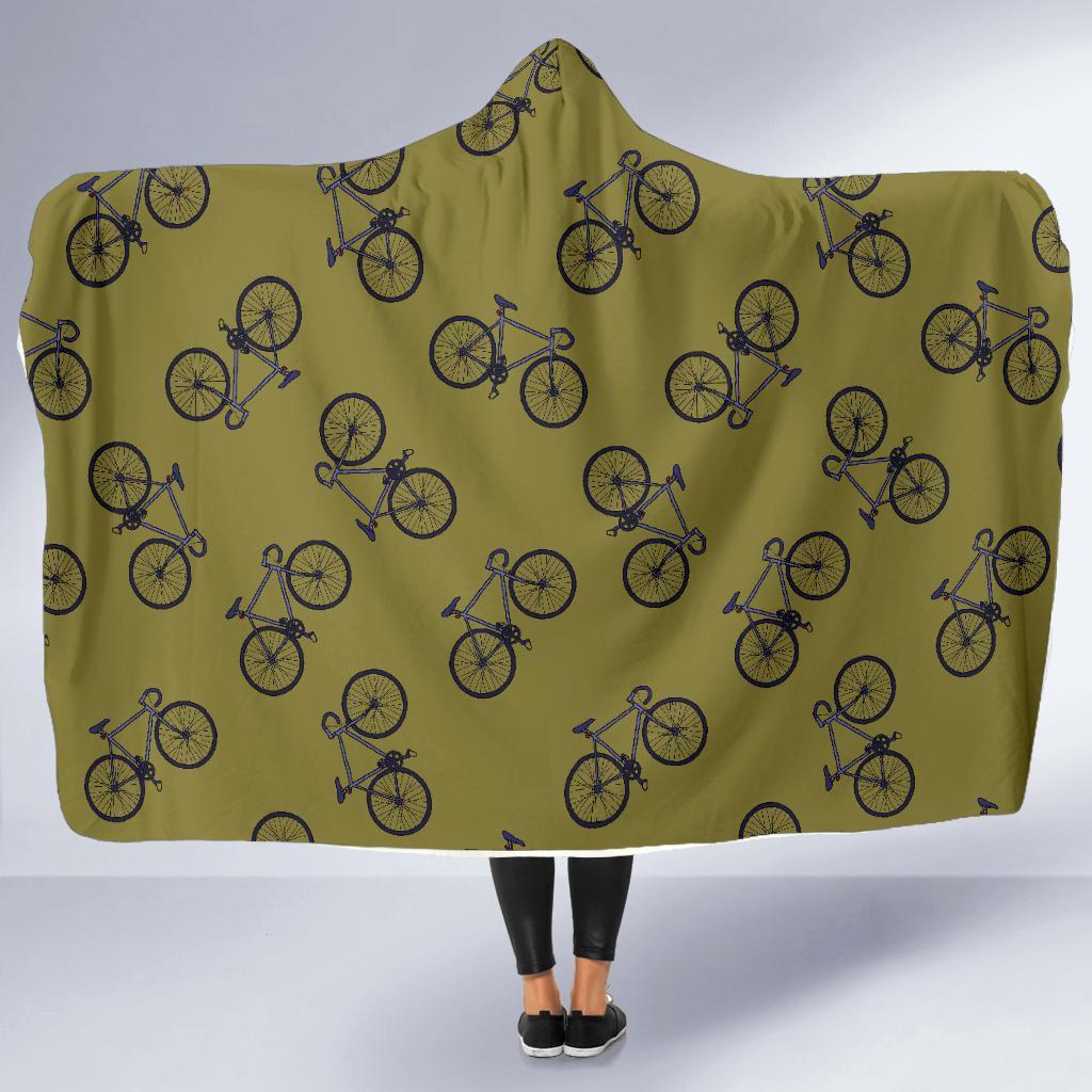 Bicycle Print Pattern Hooded Blanket-grizzshop