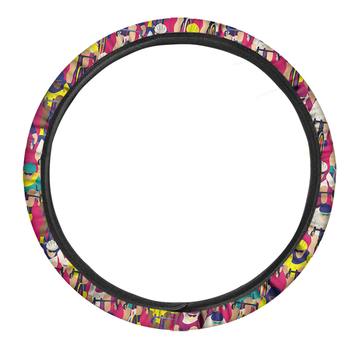 Bicycle Race Colorful Print Pattern Car Steering Wheel Cover-grizzshop