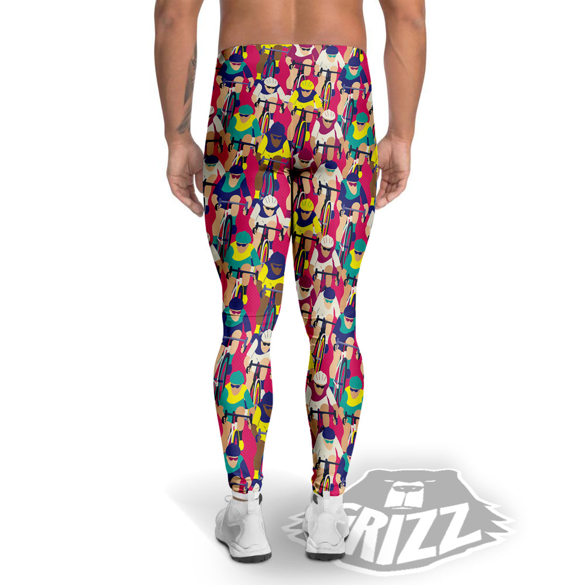 Bicycle Race Colorful Print Pattern Men's Leggings-grizzshop