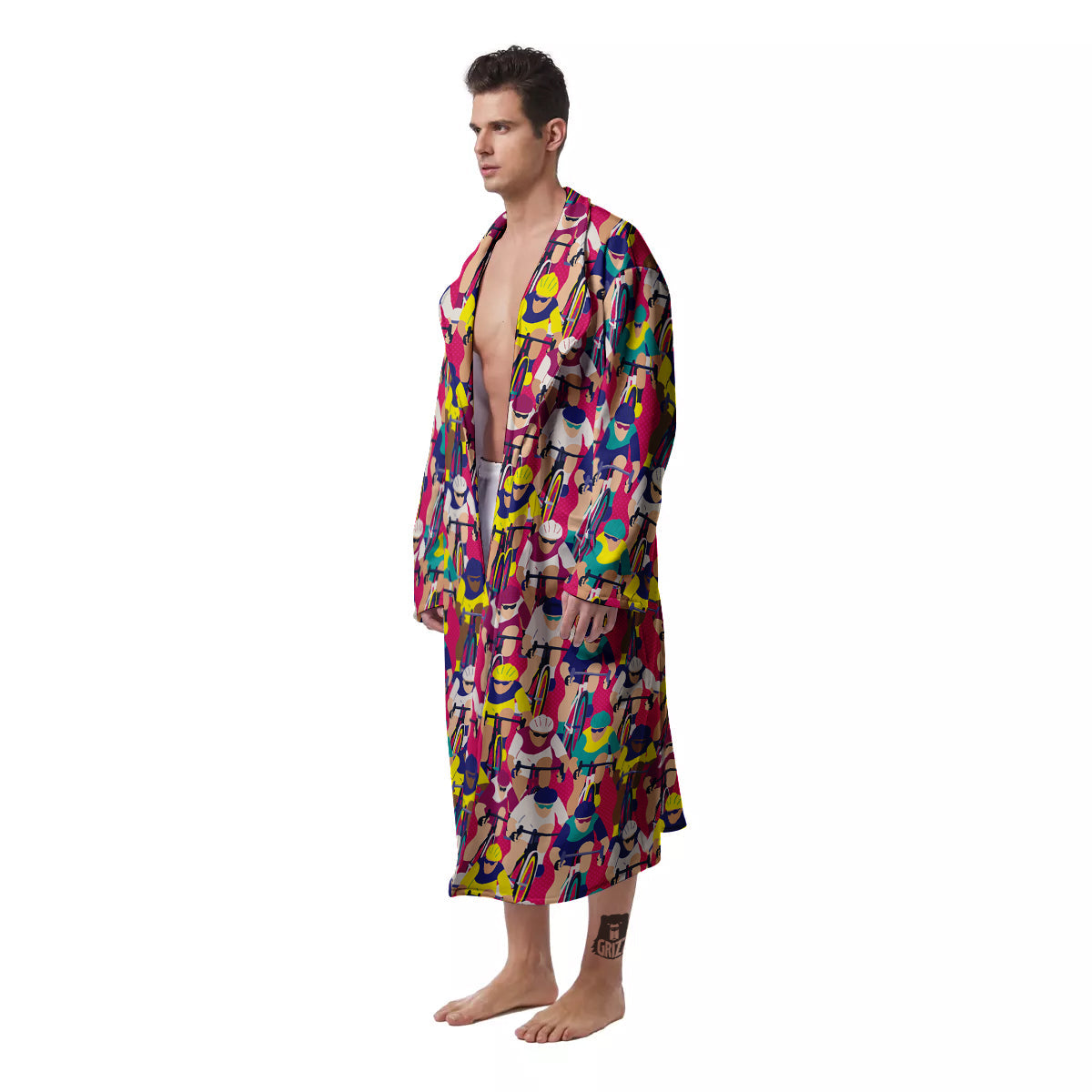 Bicycle Race Colorful Print Pattern Men's Robe-grizzshop