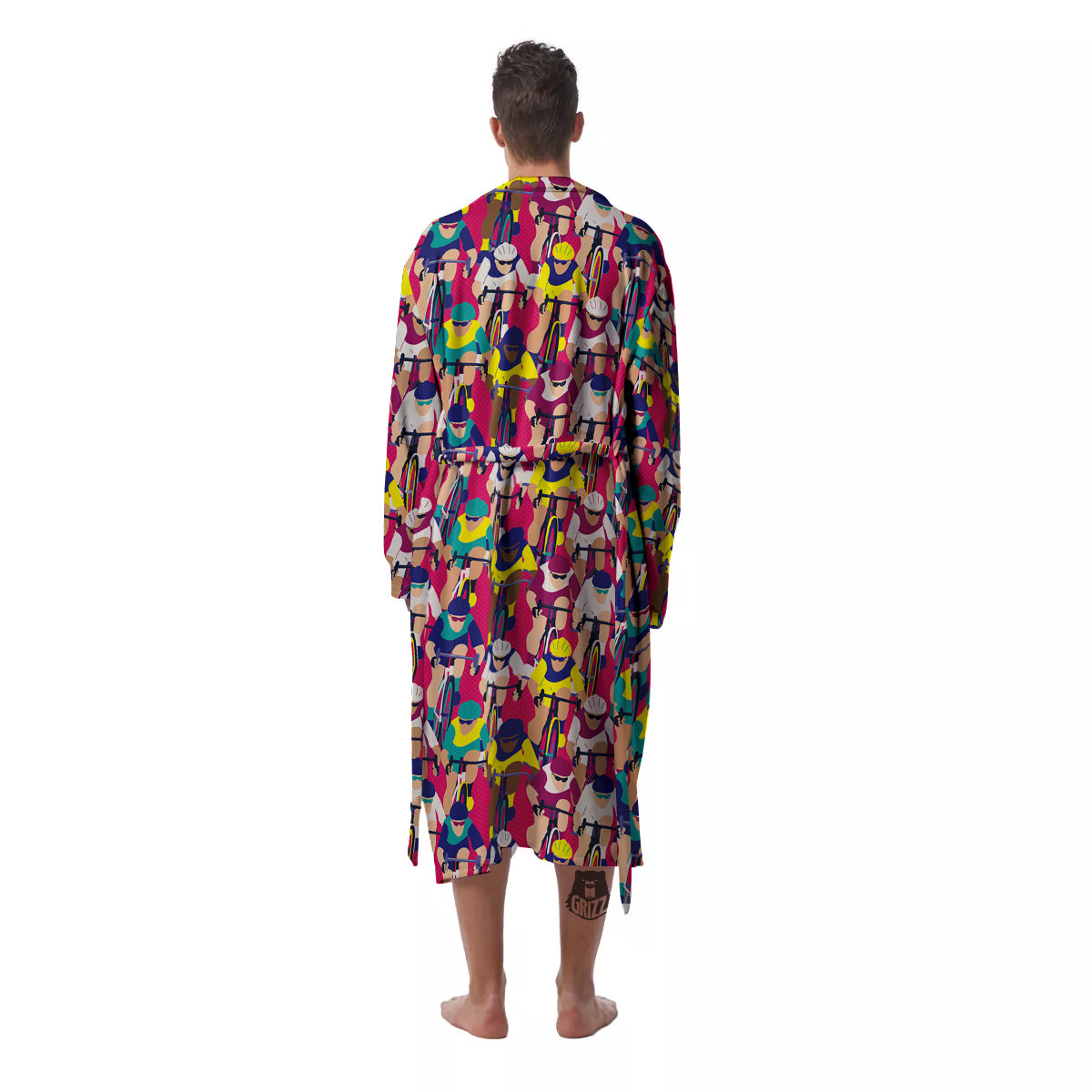 Bicycle Race Colorful Print Pattern Men's Robe-grizzshop