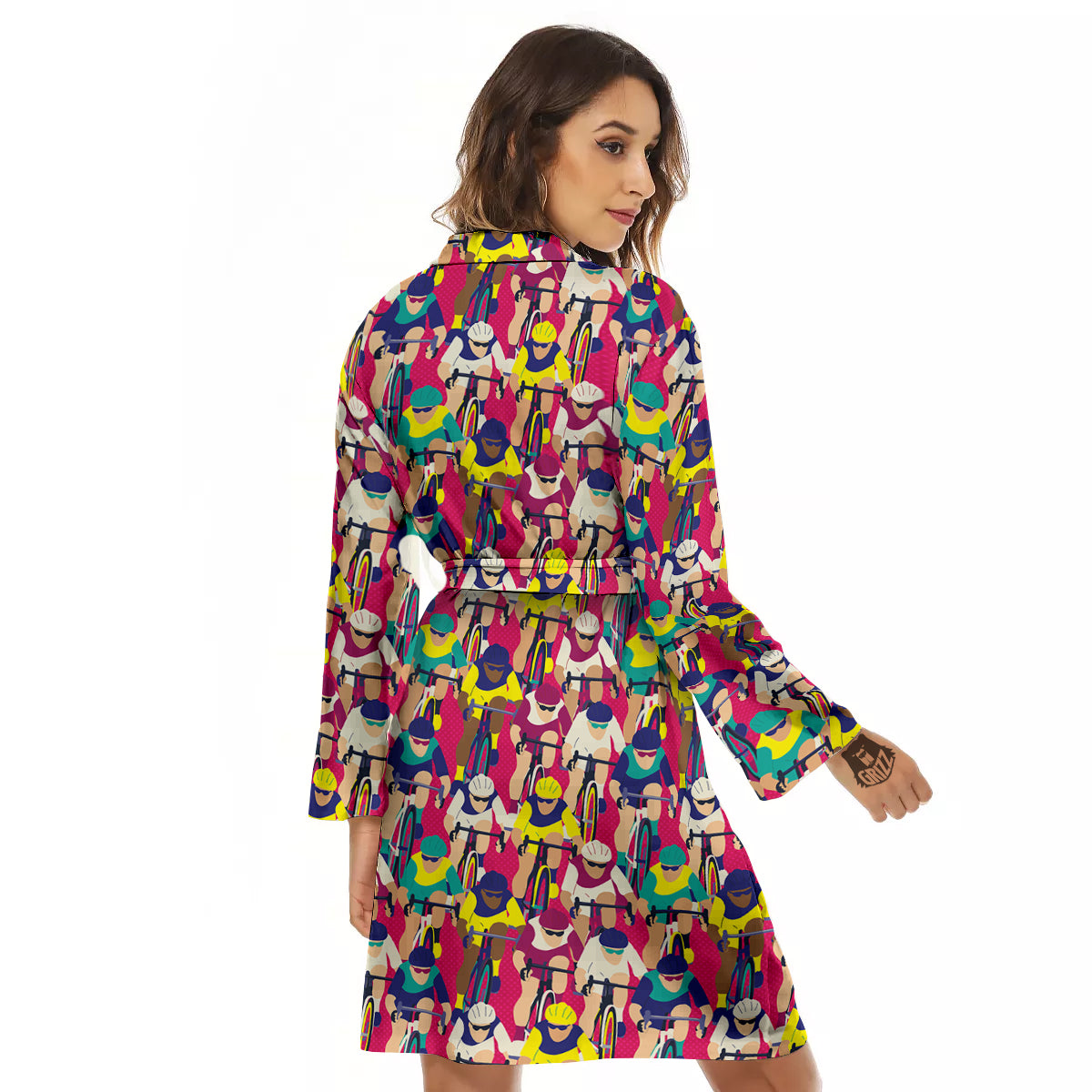 Bicycle Race Colorful Print Pattern Women's Robe-grizzshop