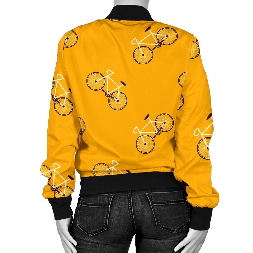 Bicycle Pattern Print Women Casual Bomber Jacket-grizzshop