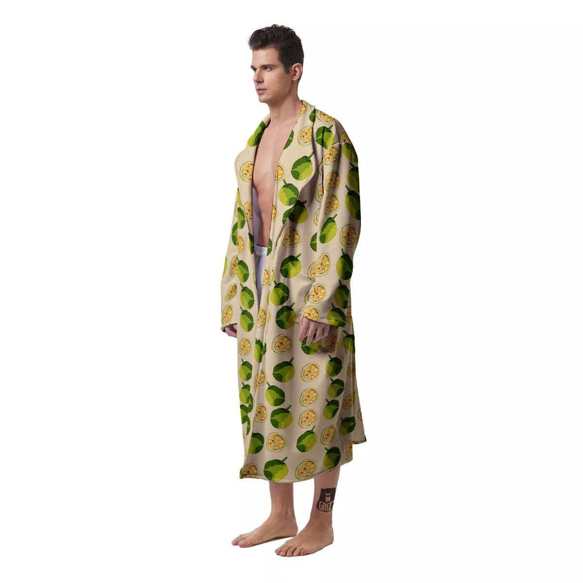 Biege Jackfruit Print Pattern Men's Robe-grizzshop