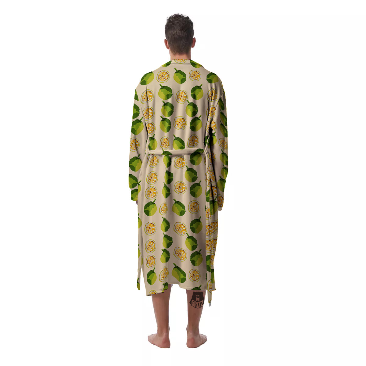Biege Jackfruit Print Pattern Men's Robe-grizzshop