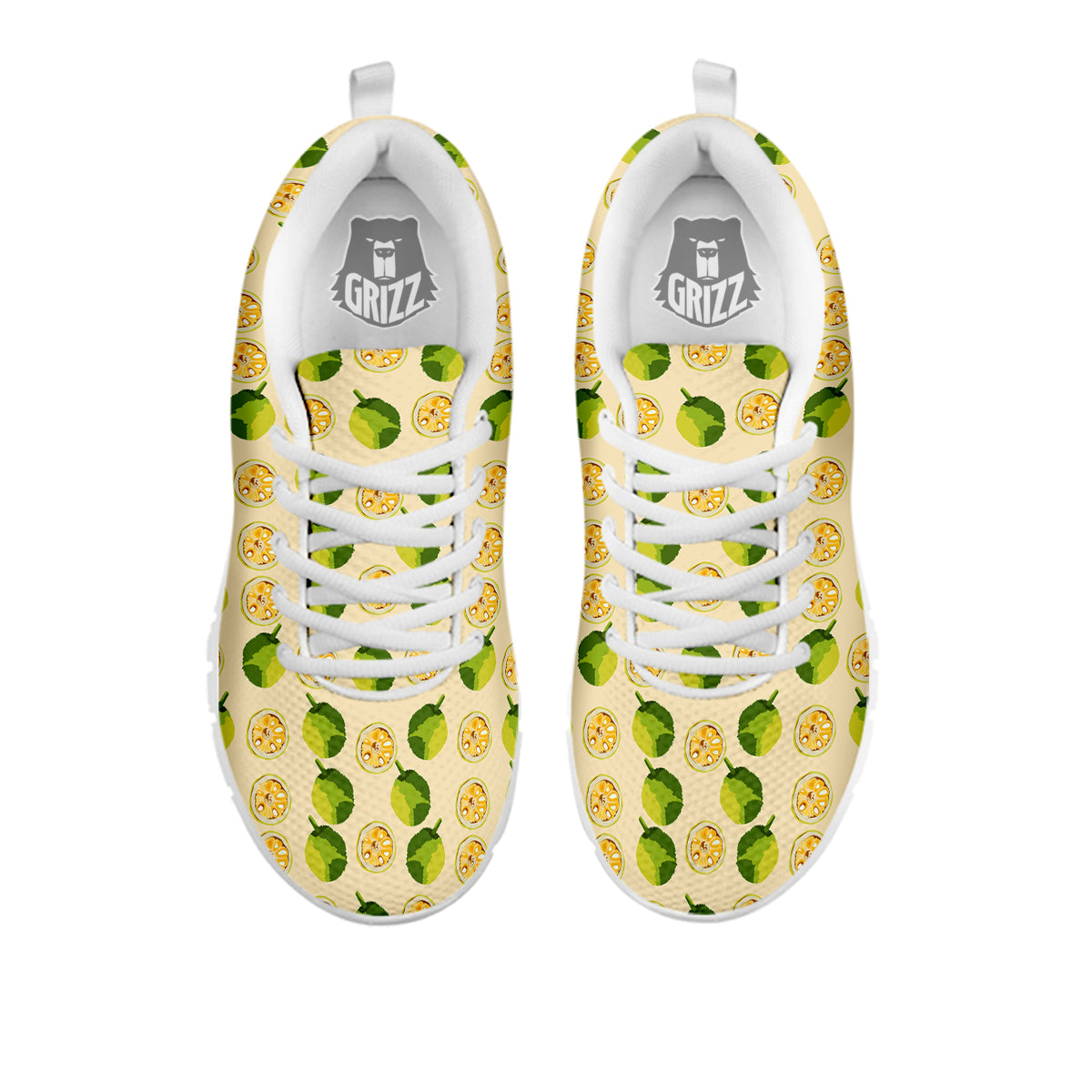Biege Jackfruit Print Pattern White Sneaker-grizzshop