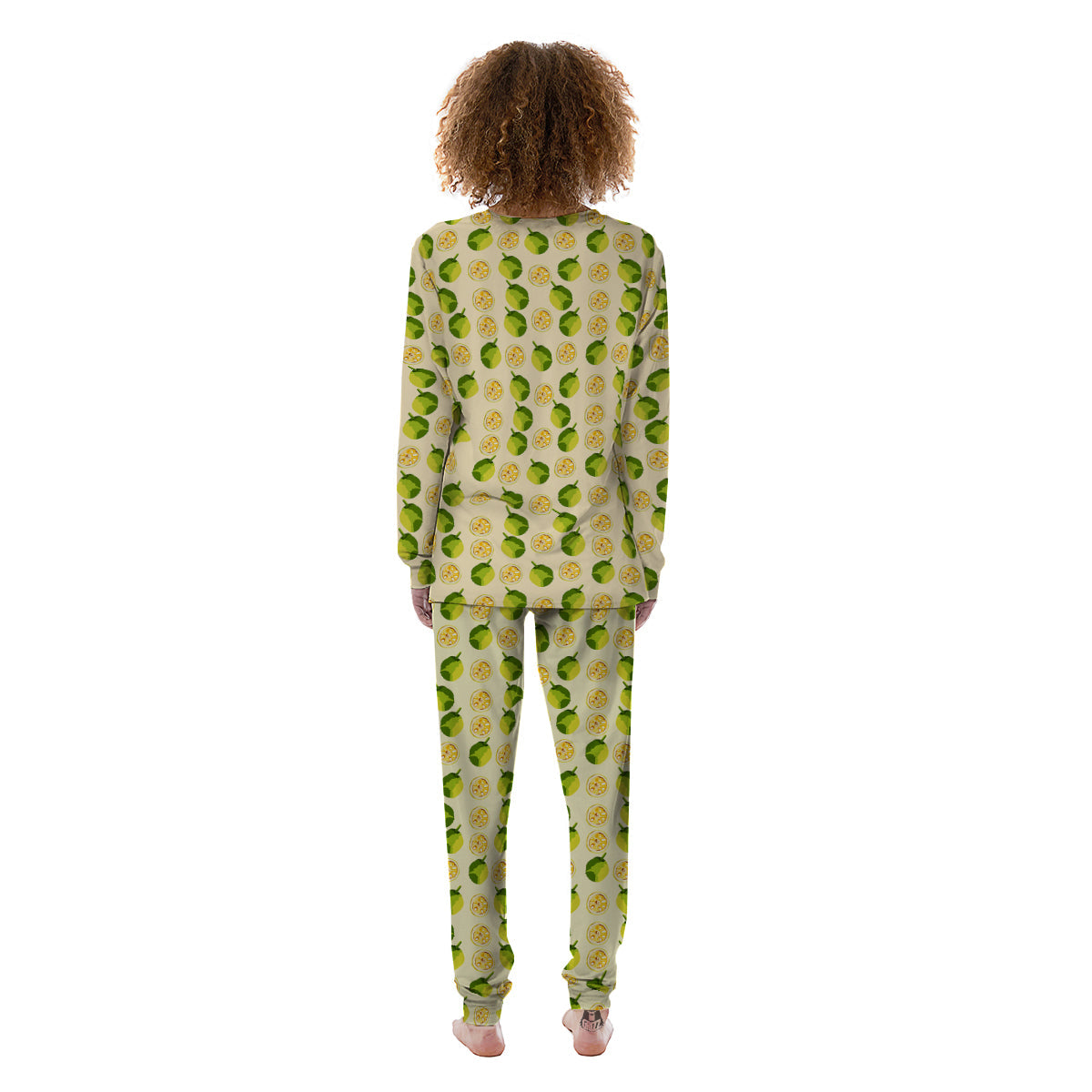 Biege Jackfruit Print Pattern Women's Pajamas-grizzshop
