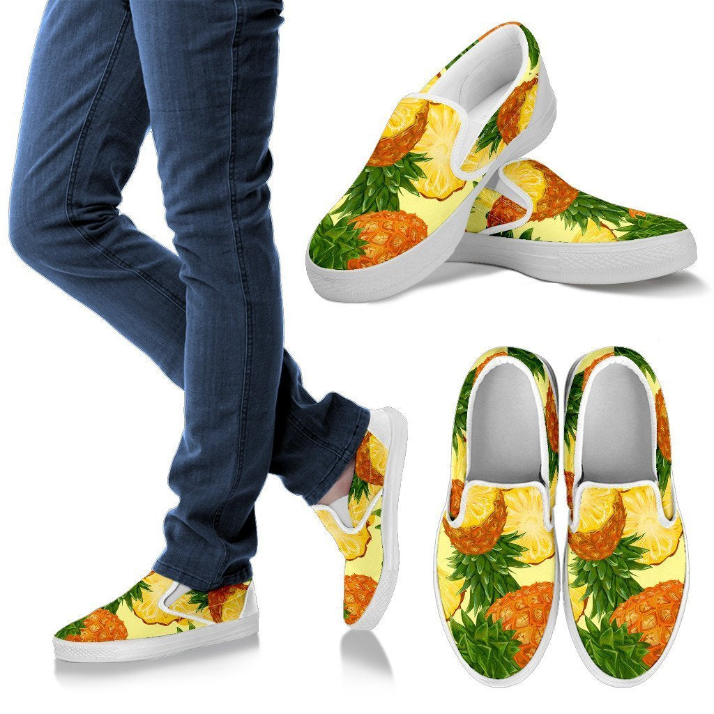 Big Pineapple Print Women Canvas Slip On Shoes-grizzshop