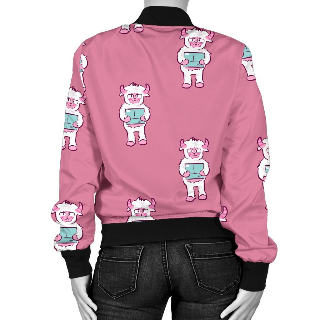 Bigfoot Pattern Print Women Casual Bomber Jacket-grizzshop