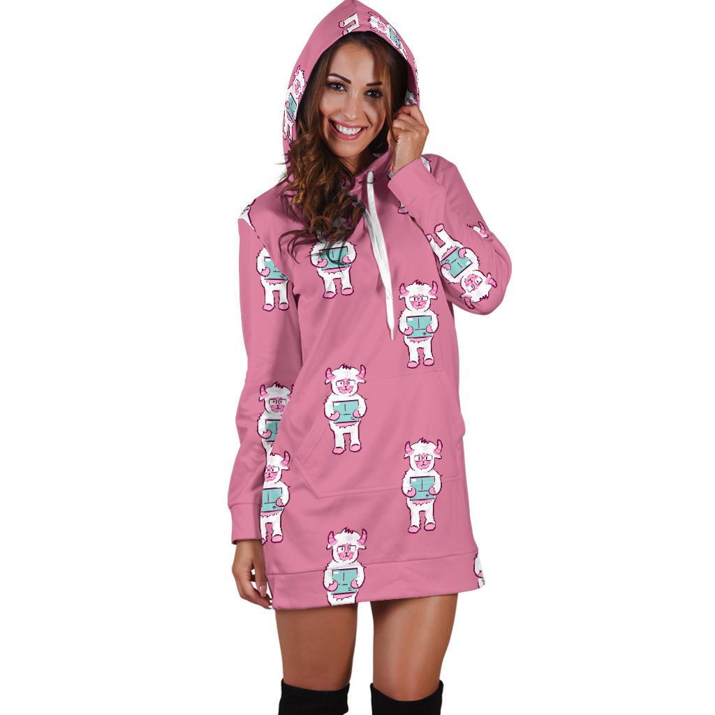 Bigfoot Pattern Print Women Hoodie Dress-grizzshop