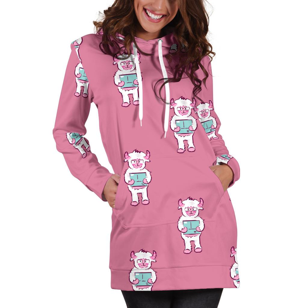 Bigfoot Pattern Print Women Hoodie Dress-grizzshop