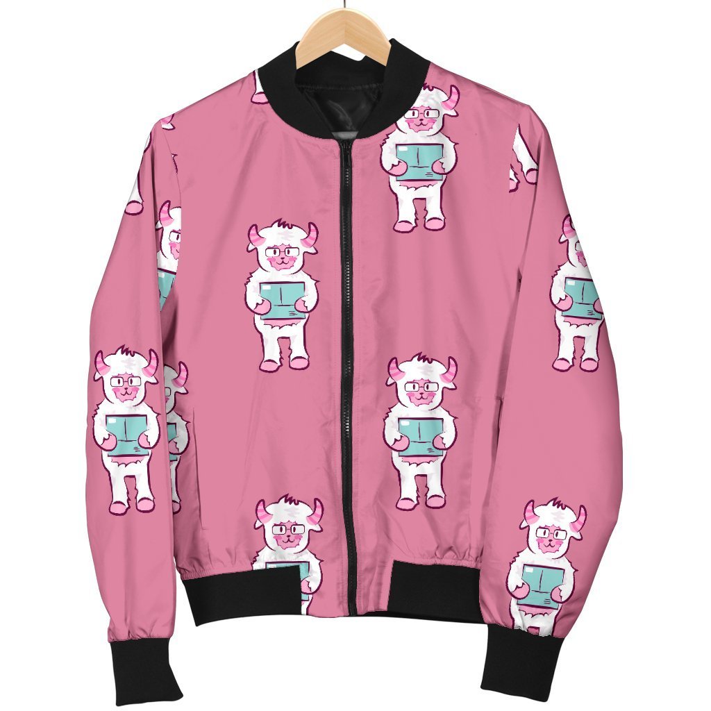 Bigfoot Pattern Print Women Casual Bomber Jacket-grizzshop