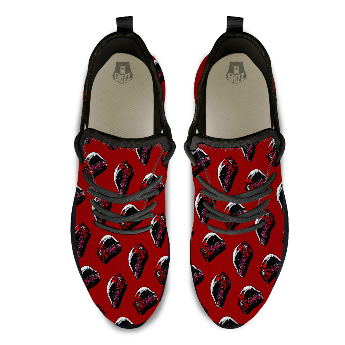 Biker Helmet Devil Print Pattern Black Athletic Shoes-grizzshop