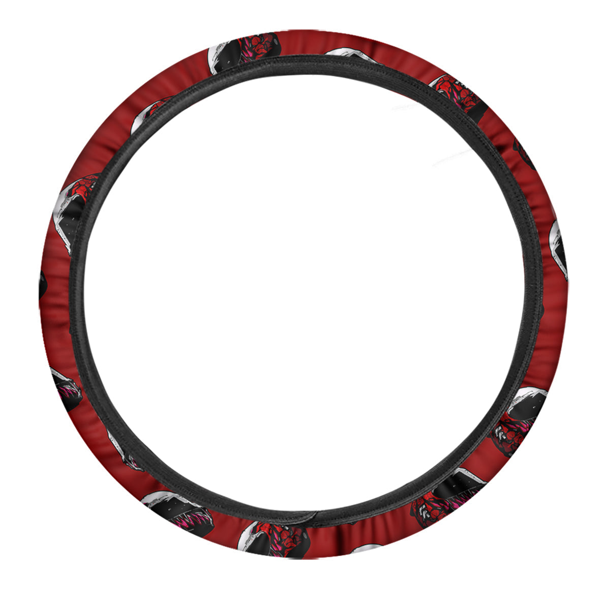 Biker Helmet Devil Print Pattern Car Steering Wheel Cover-grizzshop