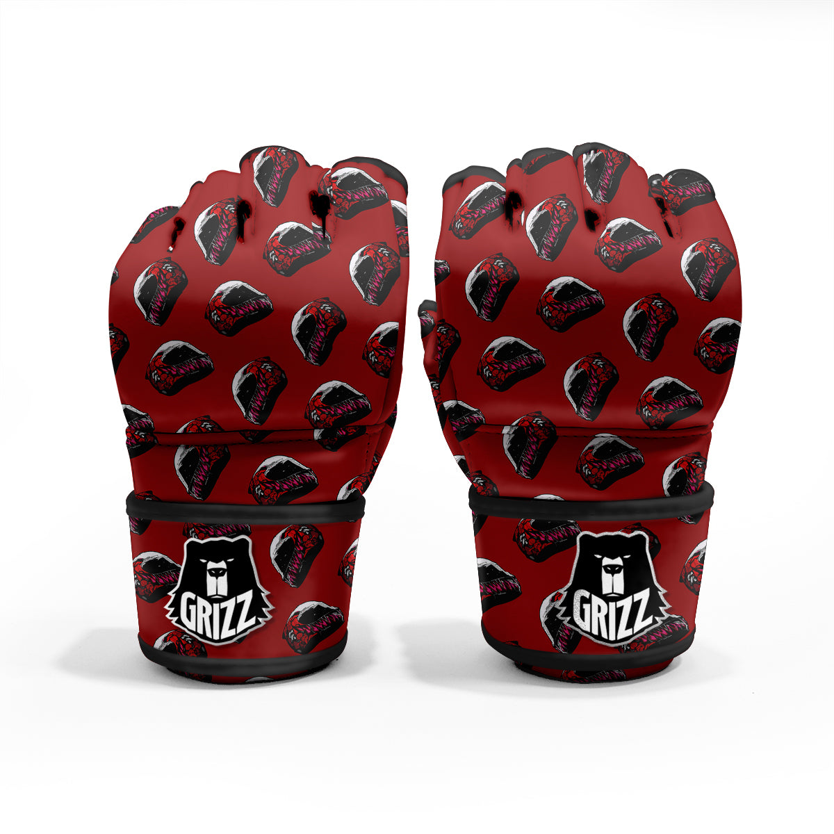 Biker Helmet Devil Print Pattern MMA Gloves-grizzshop