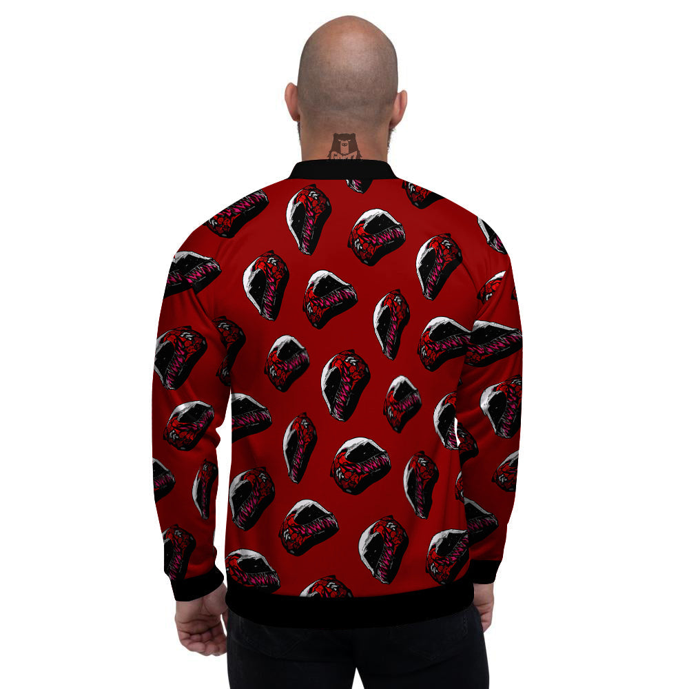Biker Helmet Devil Print Pattern Men's Bomber Jacket-grizzshop