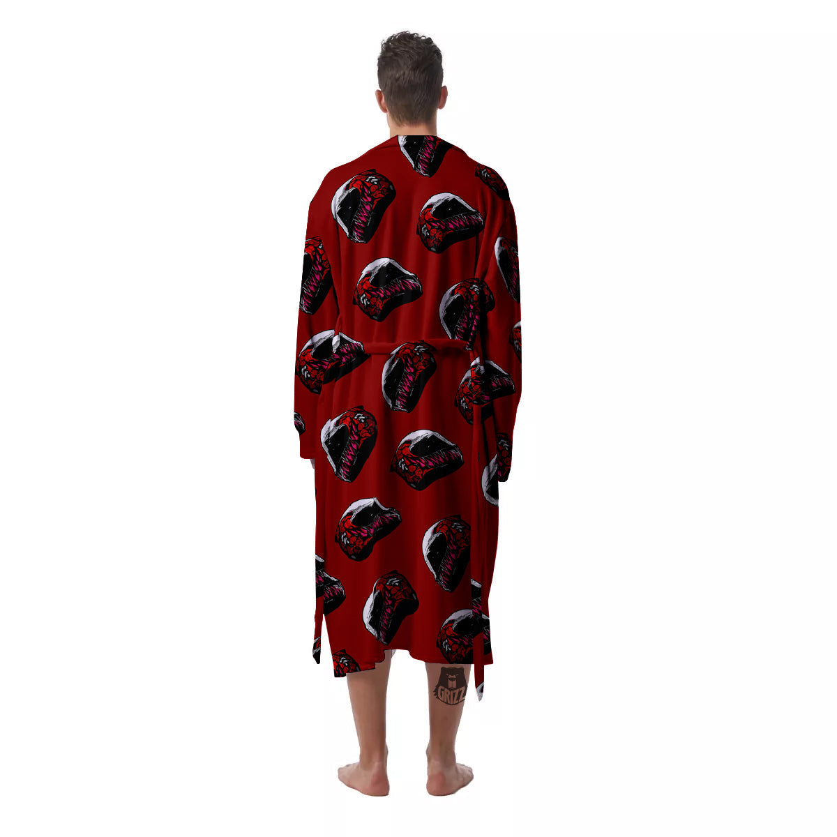 Biker Helmet Devil Print Pattern Men's Robe-grizzshop
