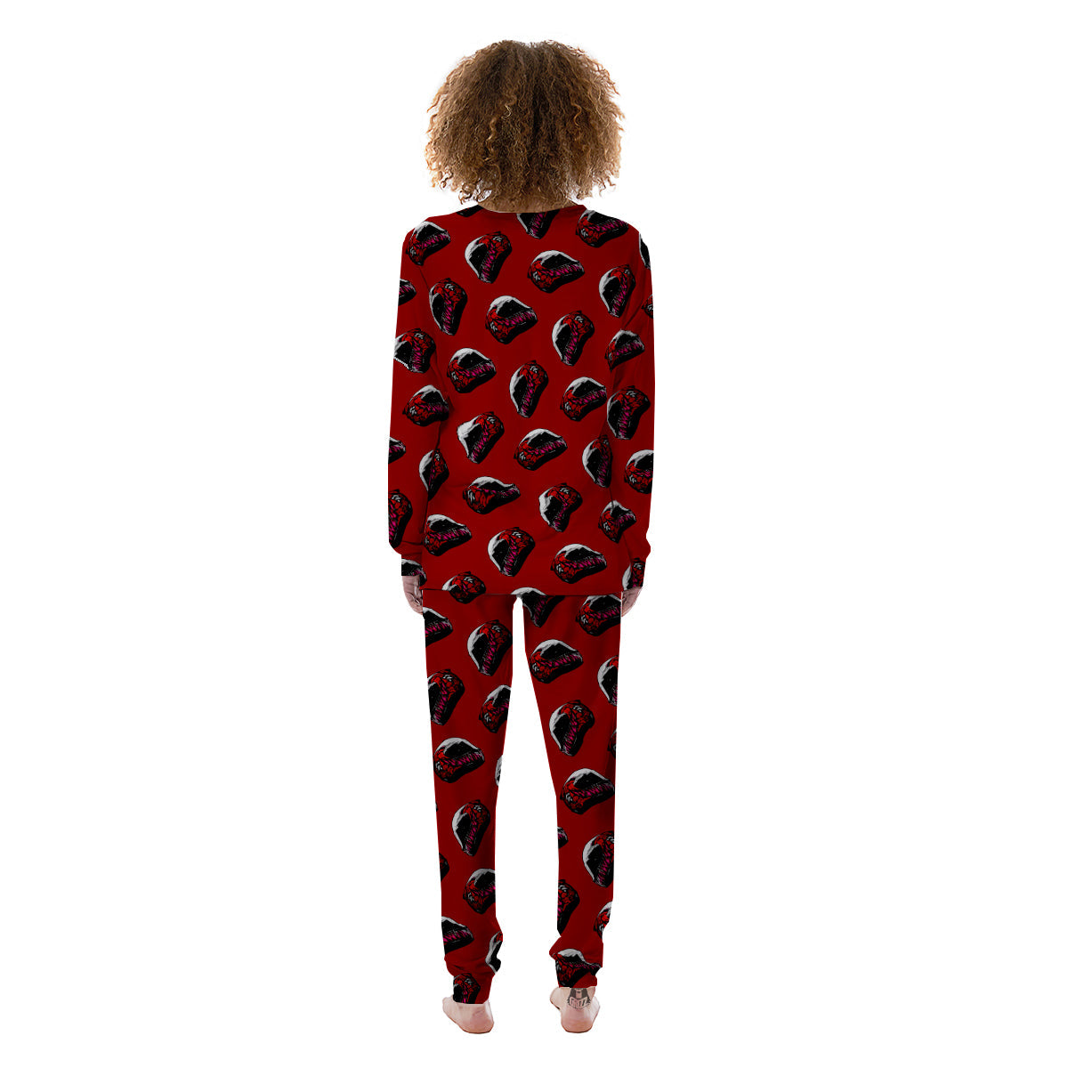 Biker Helmet Devil Print Pattern Women's Pajamas-grizzshop