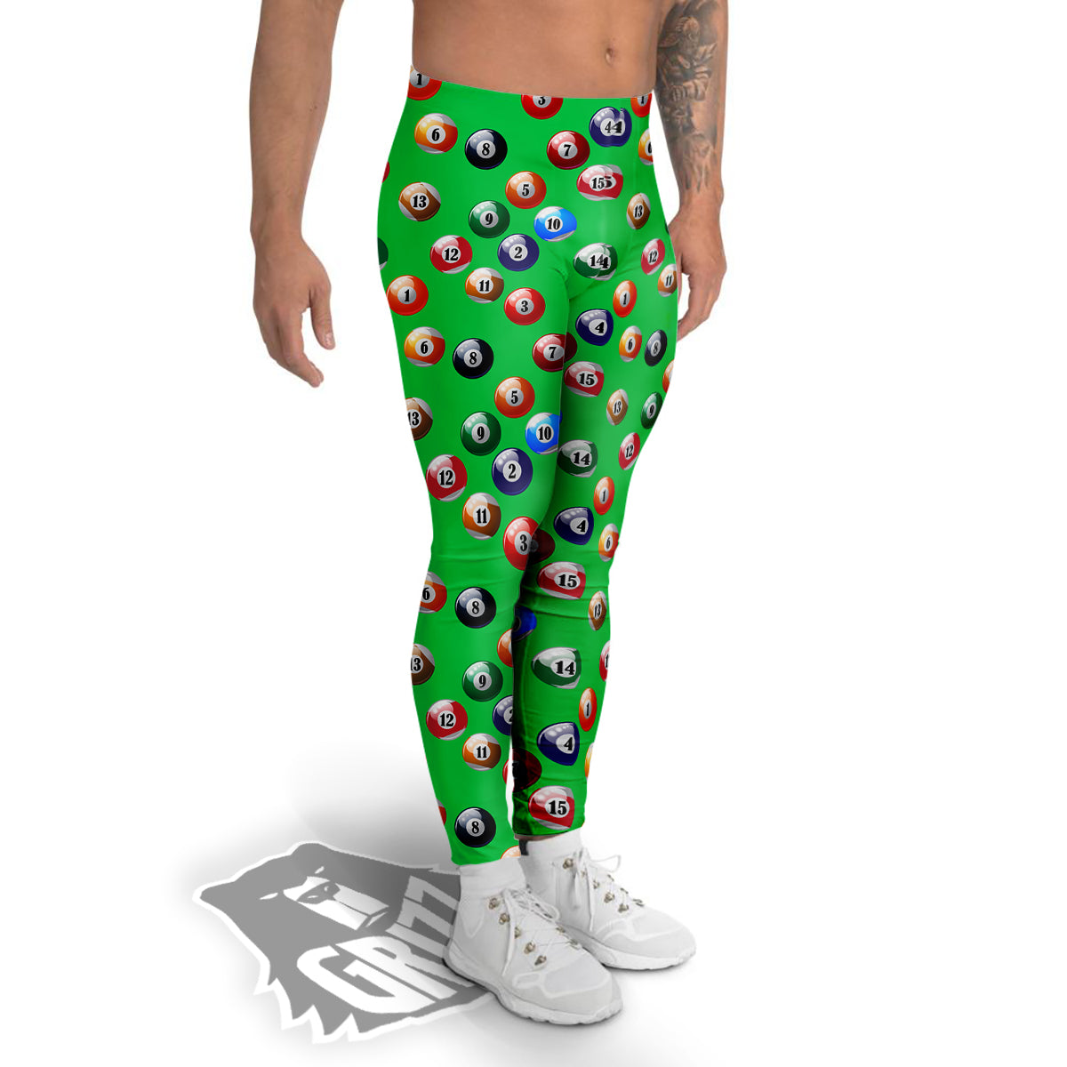 Billiard Ball Green Print Pattern Men's Leggings-grizzshop