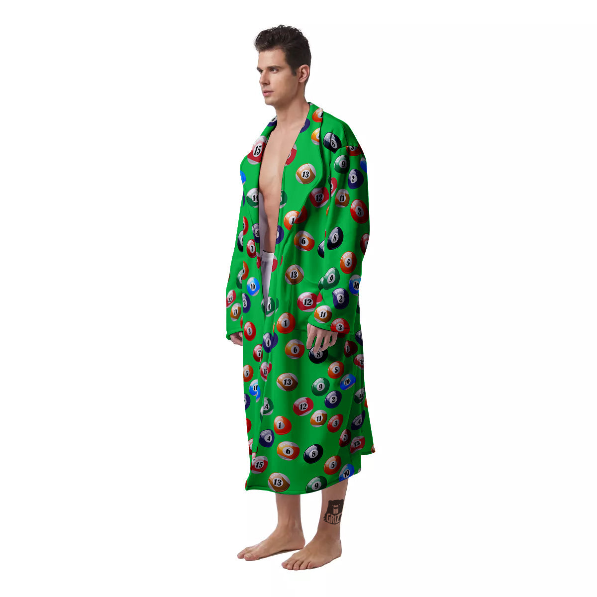 Billiard Ball Green Print Pattern Men's Robe-grizzshop