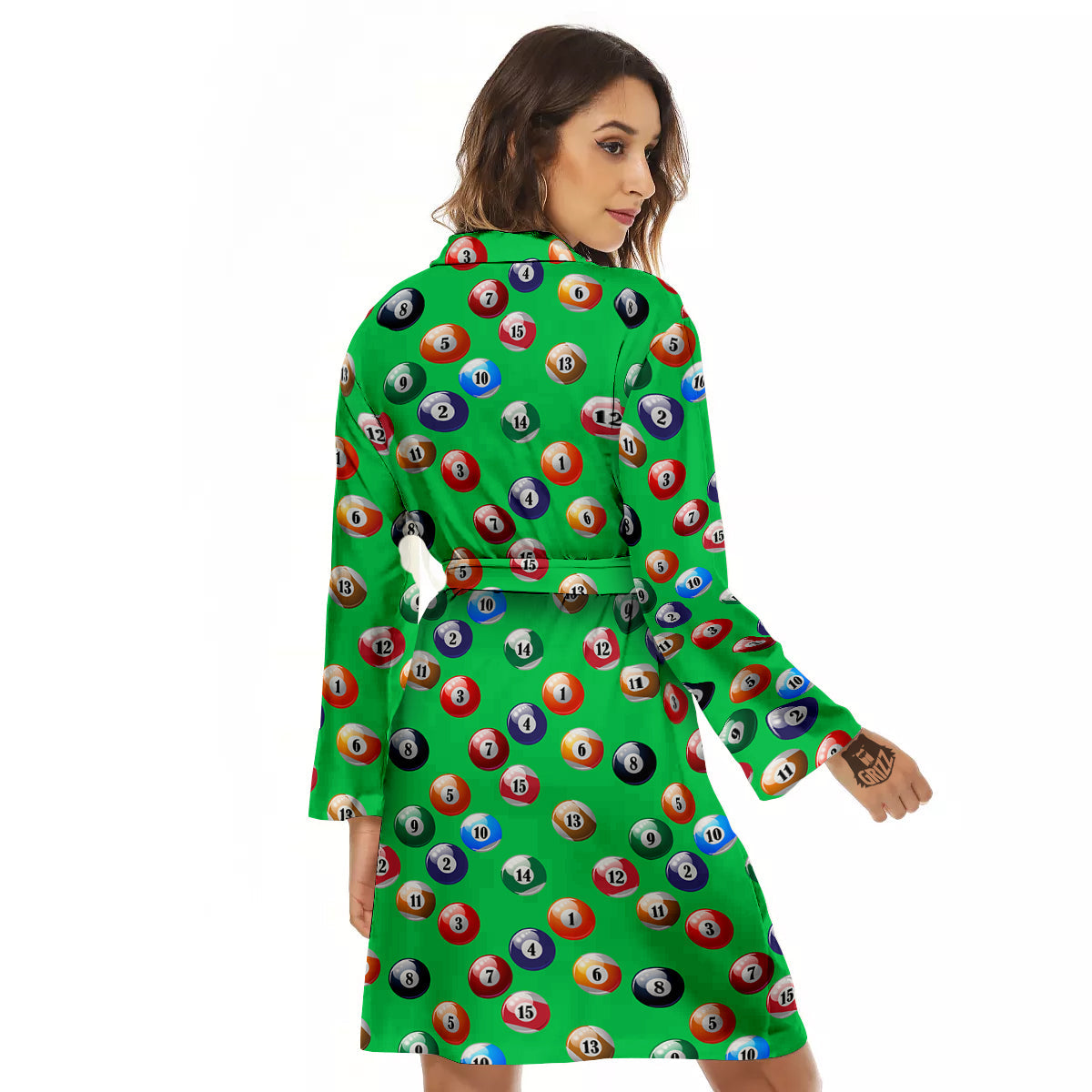 Billiard Ball Green Print Pattern Women's Robe-grizzshop