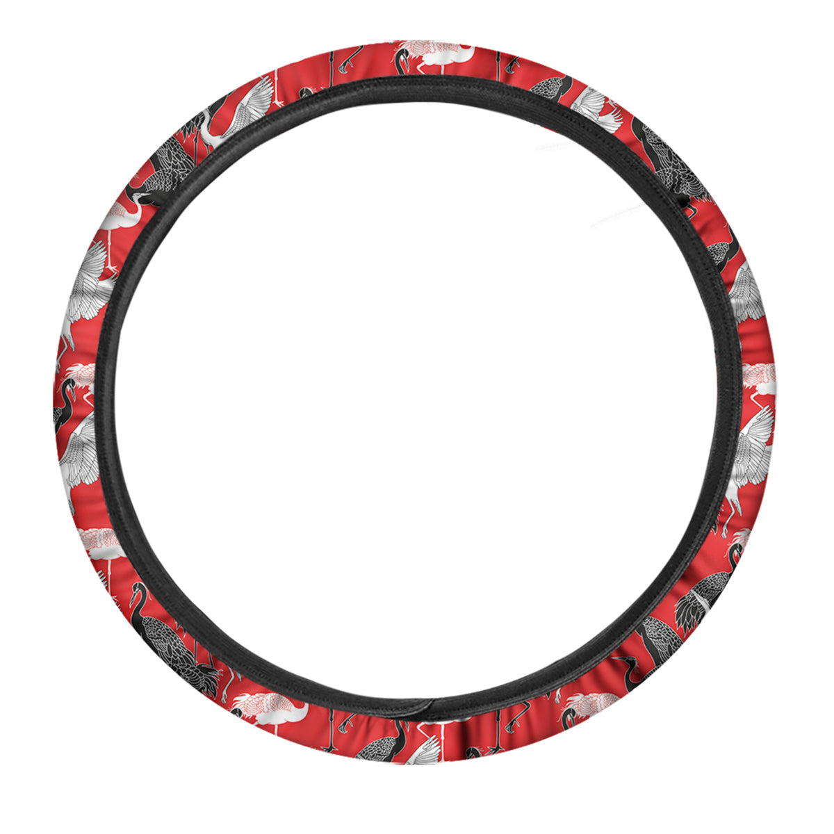 Bird Crane Print Pattern Car Steering Wheel Cover-grizzshop