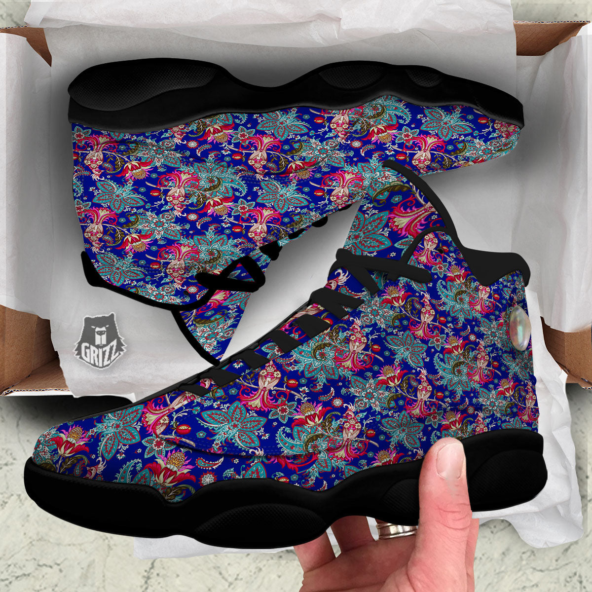 Bird Of Paradise Ethnic Print Pattern Black Basketball Shoes-grizzshop