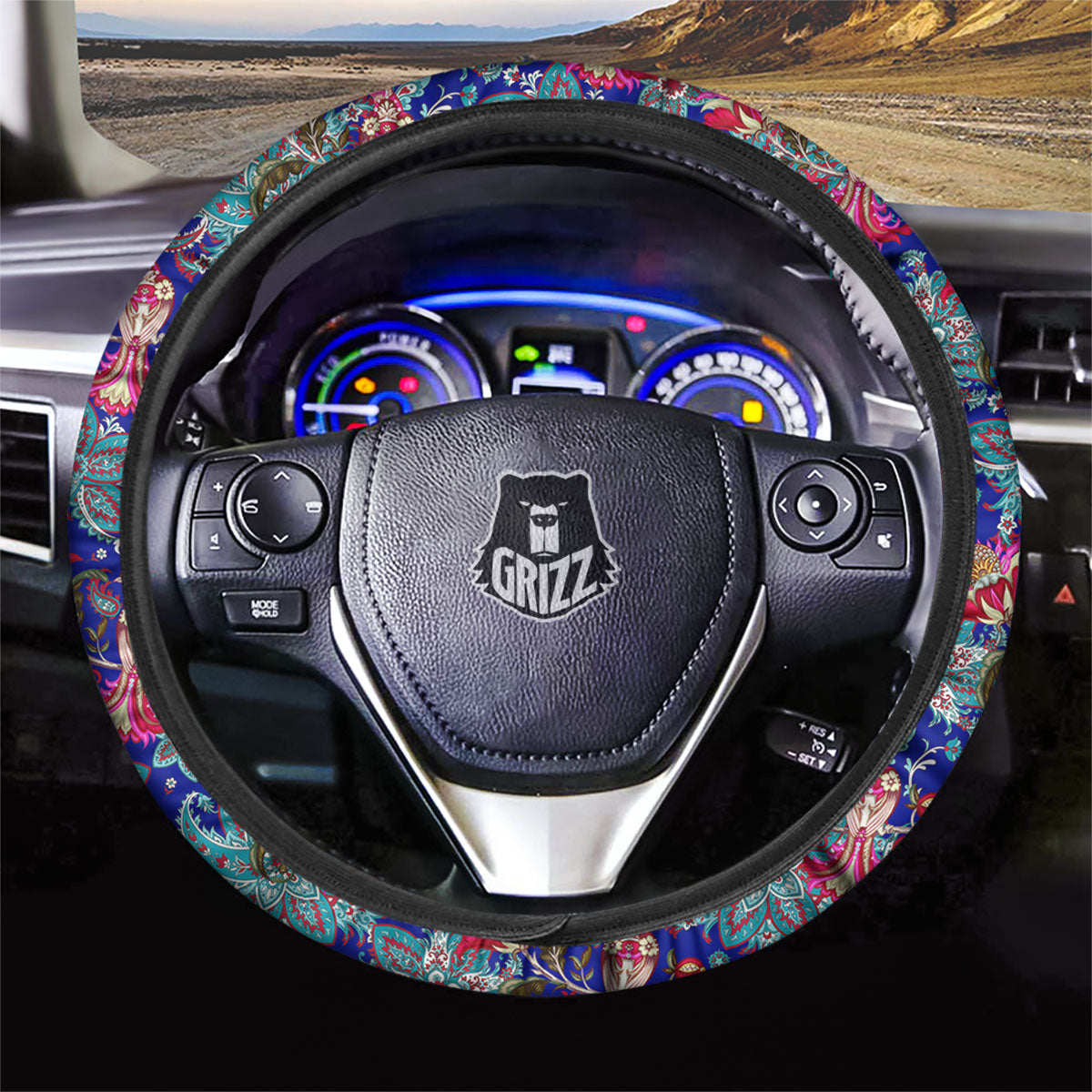 Bird Of Paradise Ethnic Print Pattern Car Steering Wheel Cover-grizzshop