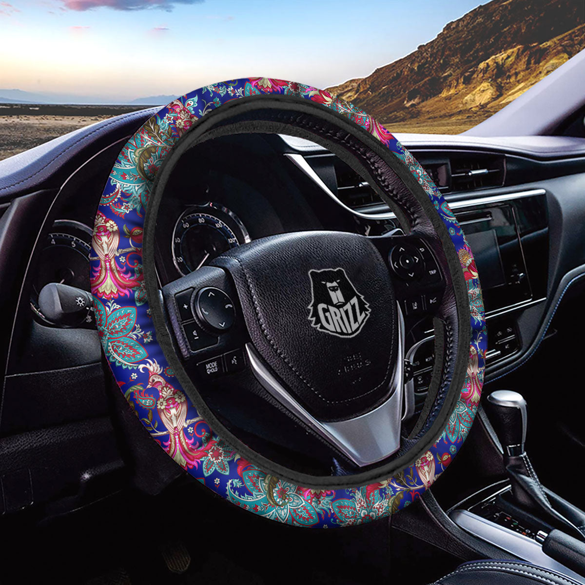 Bird Of Paradise Ethnic Print Pattern Car Steering Wheel Cover-grizzshop