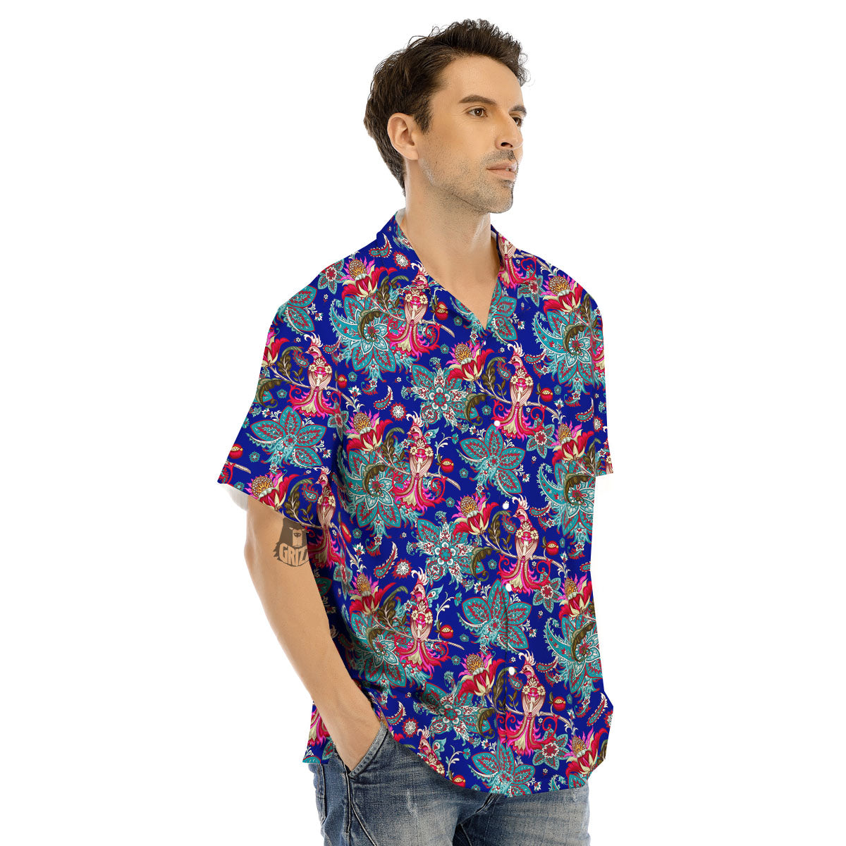 Bird Of Paradise Ethnic Print Pattern Men's Hawaiian Shirt-grizzshop