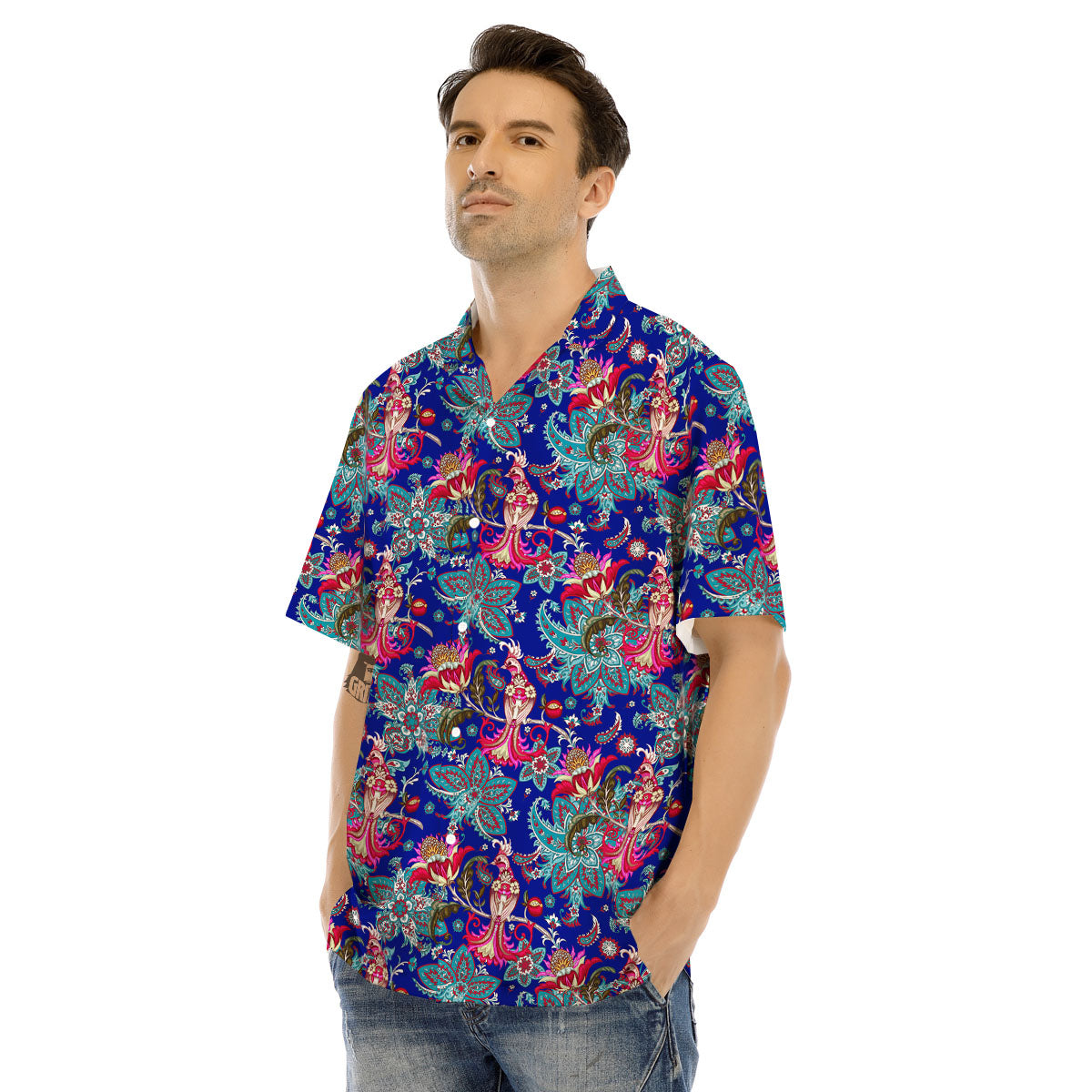 Bird Of Paradise Ethnic Print Pattern Men's Hawaiian Shirt-grizzshop