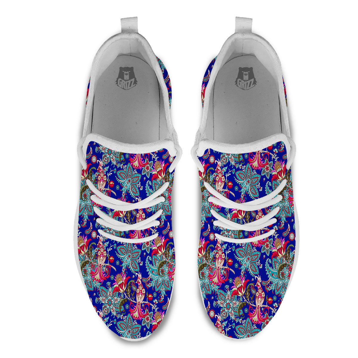 Bird Of Paradise Ethnic Print Pattern White Athletic Shoes-grizzshop