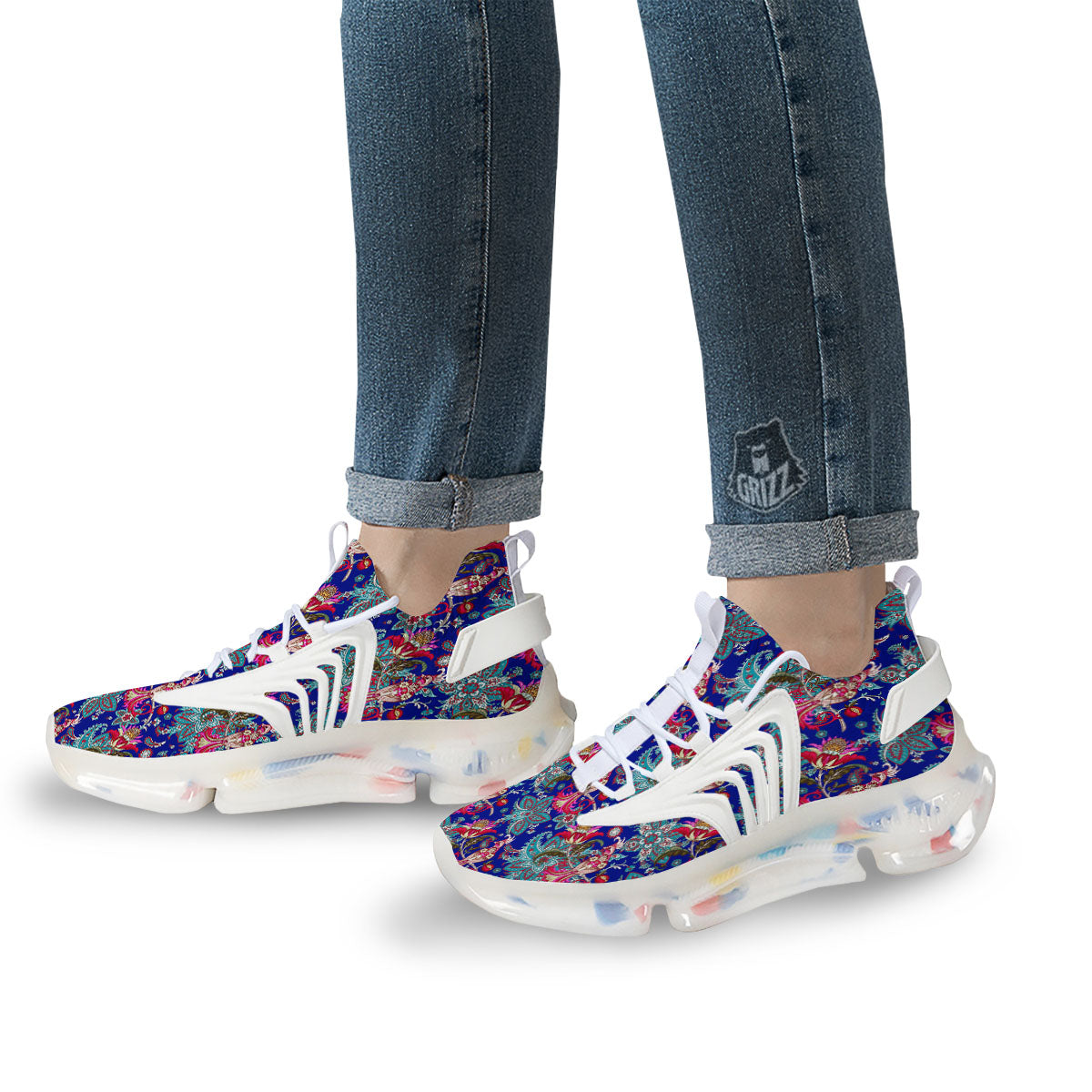 Bird Of Paradise Ethnic Print Pattern White Gym Shoes-grizzshop