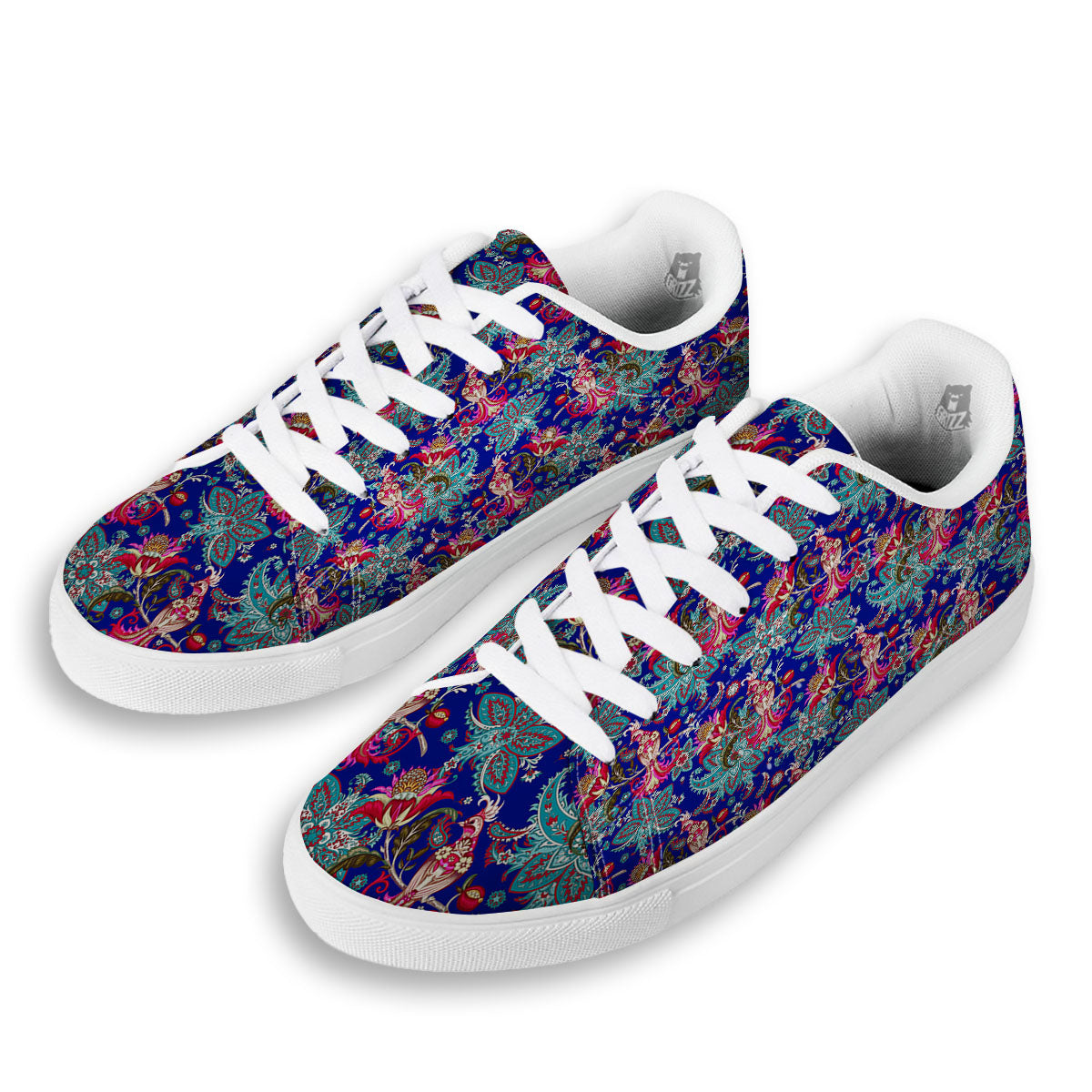 Bird Of Paradise Ethnic Print Pattern White Low Top Sneakers-grizzshop