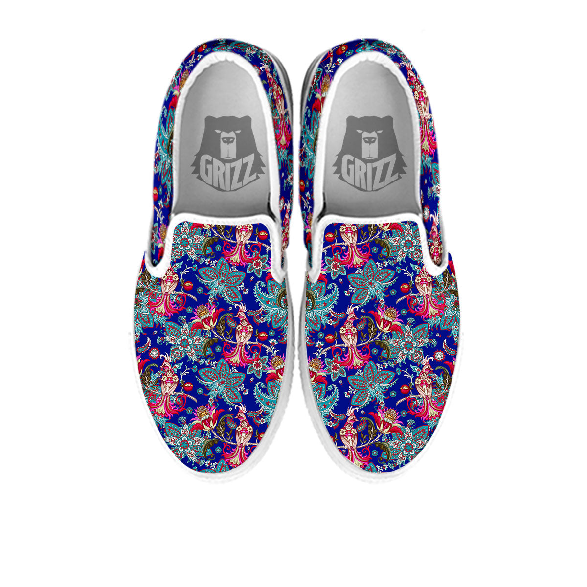 Bird Of Paradise Ethnic Print Pattern White Slip On Shoes-grizzshop