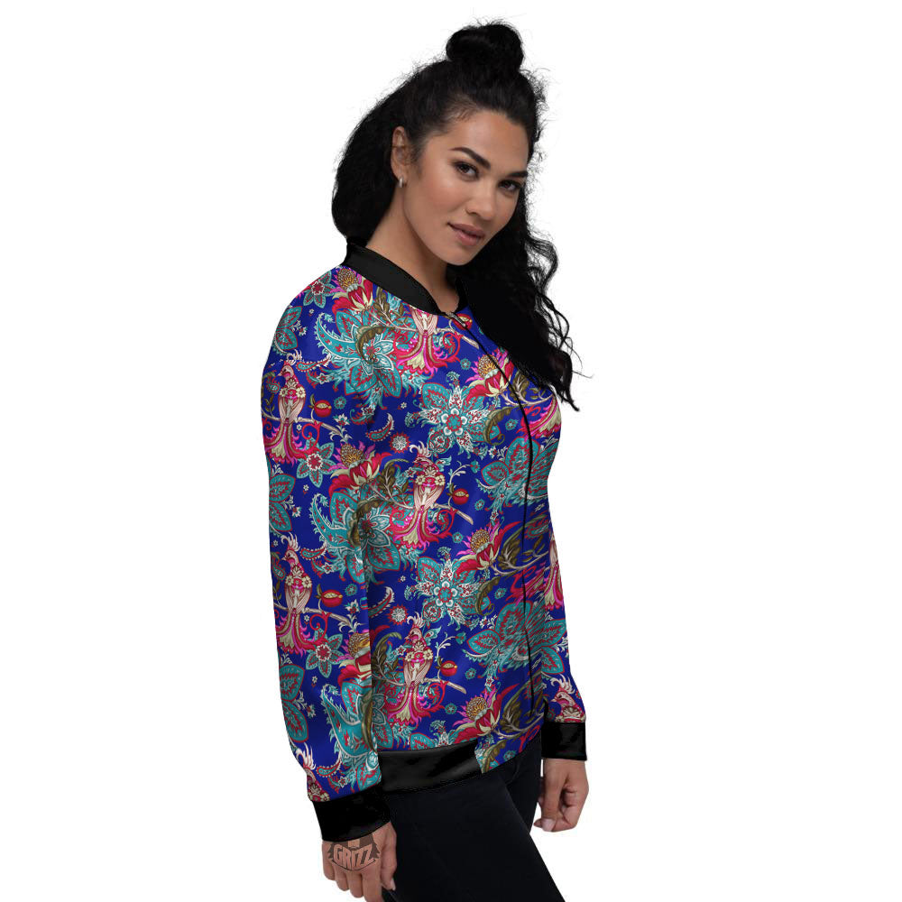Bird Of Paradise Ethnic Print Pattern Women's Bomber Jacket-grizzshop