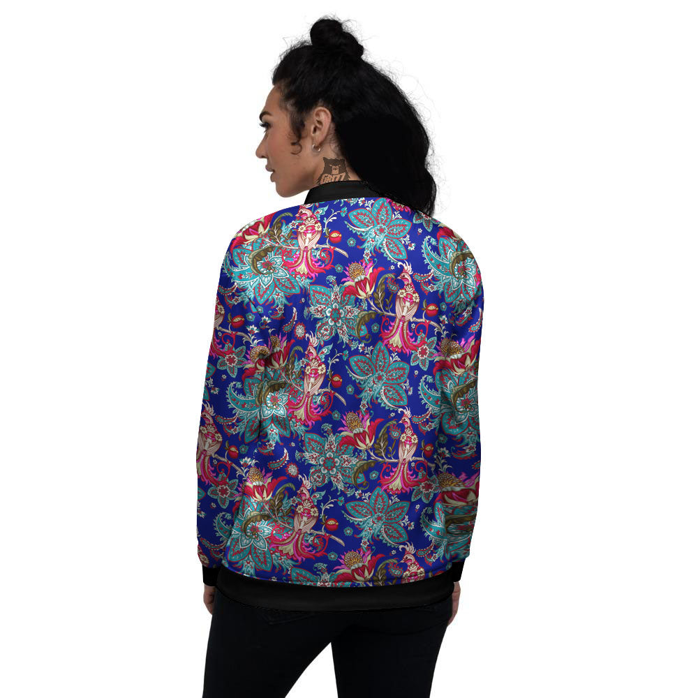 Bird Of Paradise Ethnic Print Pattern Women's Bomber Jacket-grizzshop
