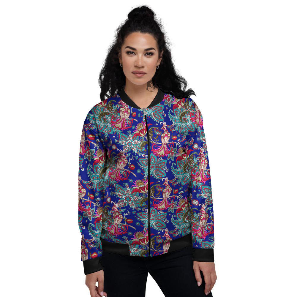 Bird Of Paradise Ethnic Print Pattern Women's Bomber Jacket-grizzshop