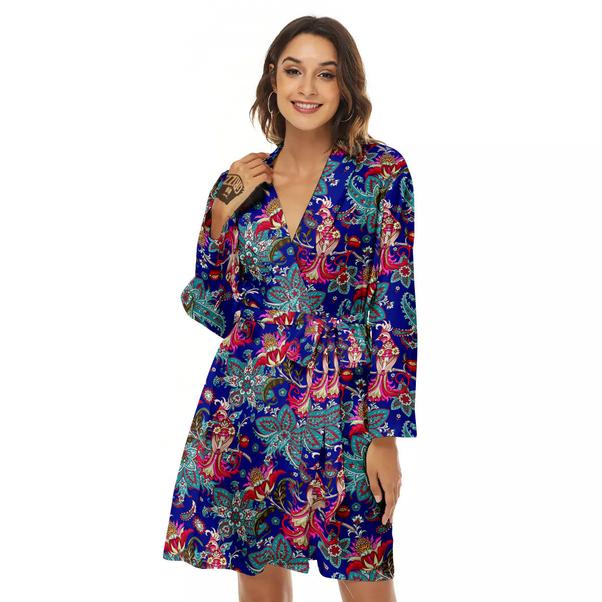 Bird Of Paradise Ethnic Print Pattern Women's Robe-grizzshop