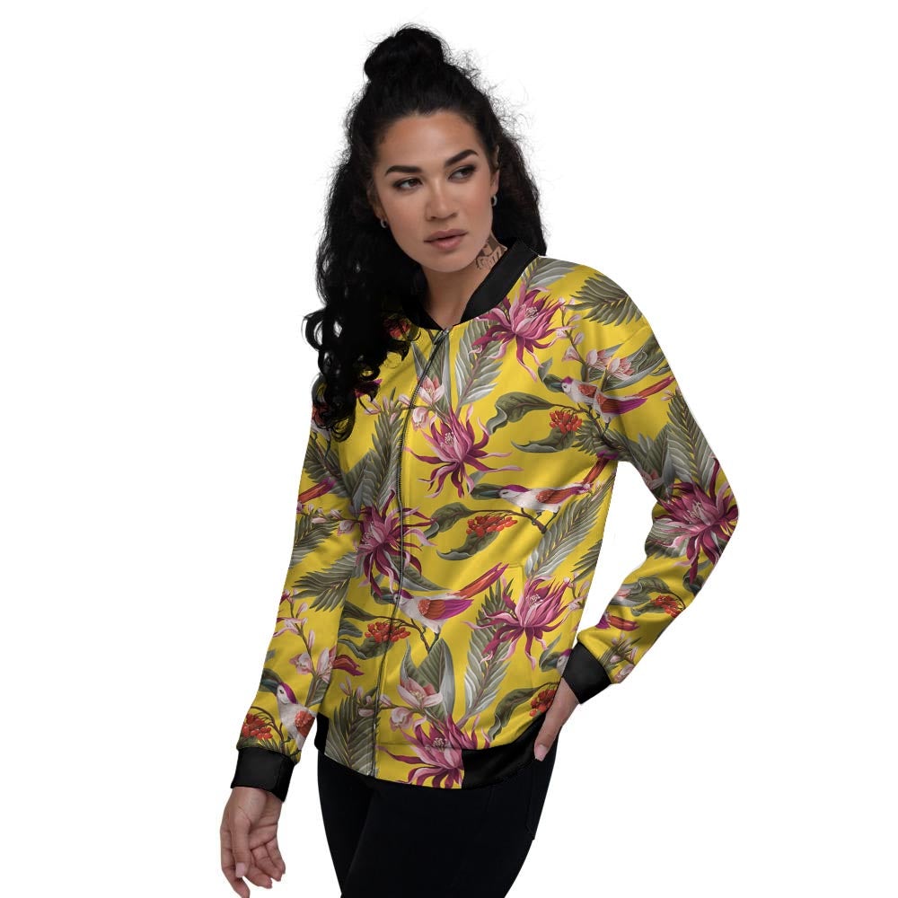 Bird Tropical Of Paradise Print Pattern Women's Bomber Jacket-grizzshop