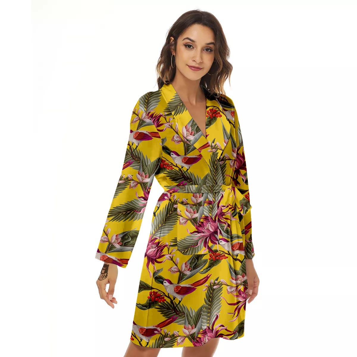 Bird Tropical Of Paradise Print Pattern Women's Robe-grizzshop
