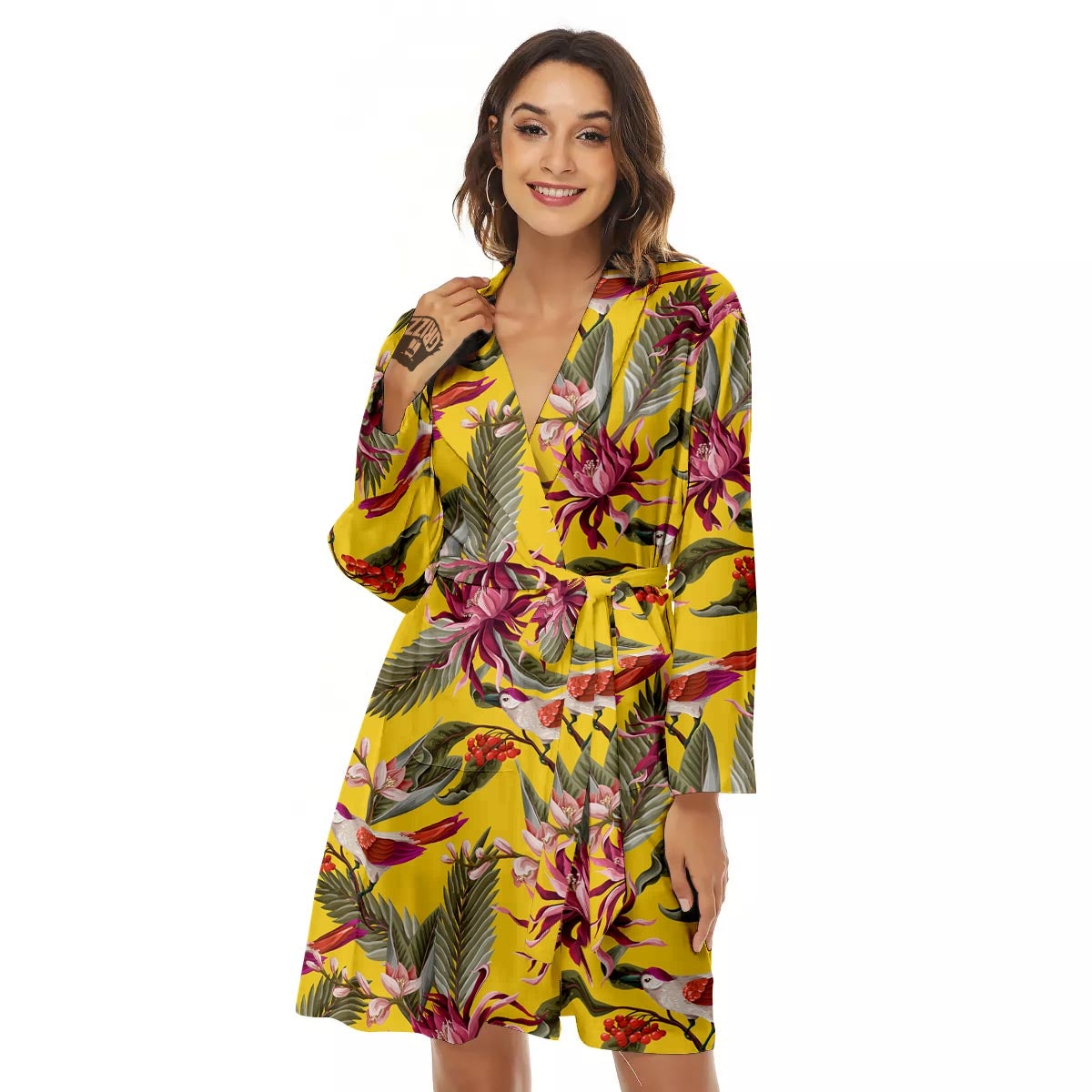 Bird Tropical Of Paradise Print Pattern Women's Robe-grizzshop