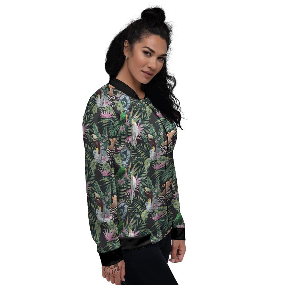 Birds Hawaiian Tropical Print Pattern Women's Bomber Jacket-grizzshop