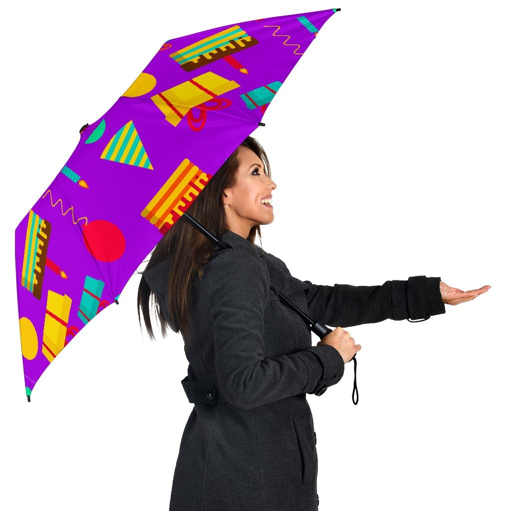 Birthday Pattern Print Automatic Foldable Umbrella-grizzshop